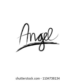 Angel Hand drawn calligraphy modern brush lettering.