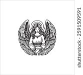 Angel hand drawn vector illustration artwork