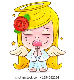 Angel Hand Drawn Vector Illustration. Realistic Stock Sketch Illustration On A White Background for Design, Decoration, Logo.