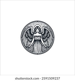 Angel hand drawn vector illustration artwork