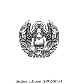 Angel hand drawn vector illustration artwork