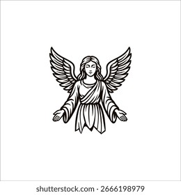 Angel hand drawn vector illustration artwork	