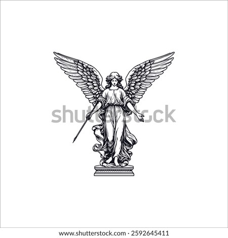 Angel hand drawn vector illustration artwork
