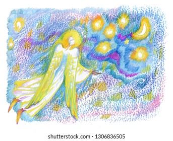Angel hand-drawn vector illustration