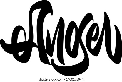 Angel - handwritten lettering. Vector text Angel - black brush lettering on a white background
