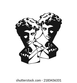 angel head statue illustration vector	
