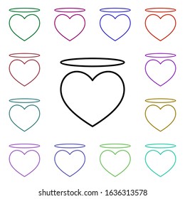 Angel heart with an halo multi color style icon. Simple thin line, outline vector of heartbeat icons for ui and ux, website or mobile application