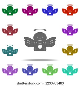 angel with heart icon. Elements of Angel and demon in multi color style icons. Simple icon for websites, web design, mobile app, info graphics