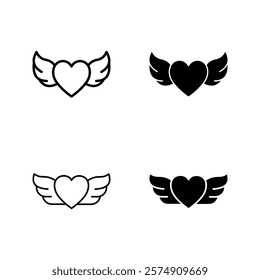 angel heart icon set color editable