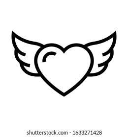 angel heart line icon isolated