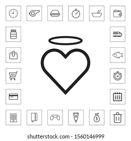Angel heart outline icon illustration isolated vector sign symbol