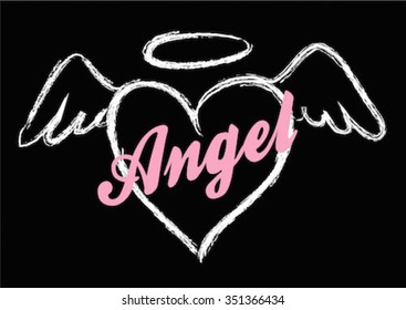 angel heart print for t-shirt