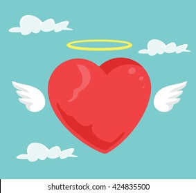 Angel heart. Vector flat cartoon illustration