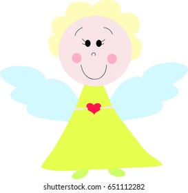 Angel with heart. Vector illustration