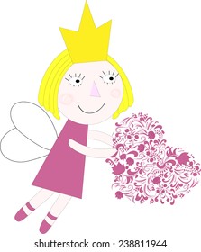 Angel heart vector illustration Princess with heart