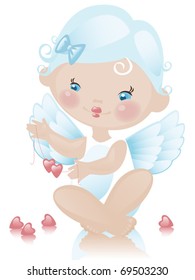 Angel with hearts. valentine. vector