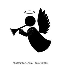 angel heaven trump play musical instrument halo wing  vector  isolated illustration