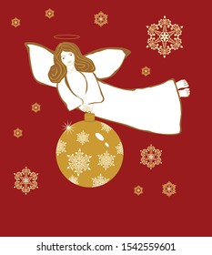 Angel holding a bauble vector eps 10