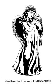 Angel holding dove vector