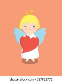 Angel holding heart