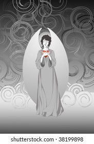 The angel holding heart