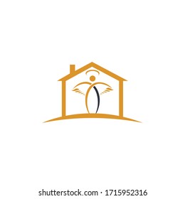 Angel House vector logo design. Creative modern abstract house fly with angel.