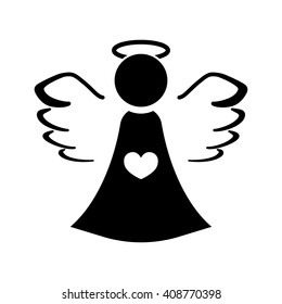 Angel Icon Black Simple Stock Vector (Royalty Free) 408770407