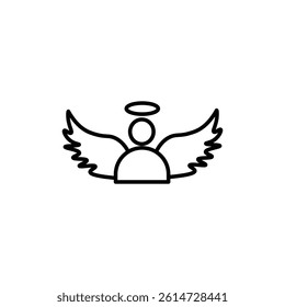 Angel icon black and white vector sign