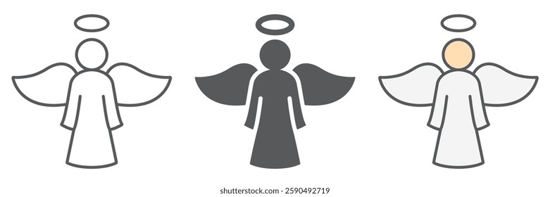 Angel icon collection, religion and prayer, wing icon set, vector graphics, a linear pattern on a white background, eps 10