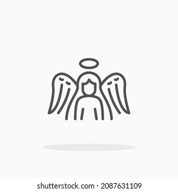 Ángel. Estroque editable y píxel perfecto. Estilo de esquema. Ilustración vectorial. Disfruta de este icono para tu proyecto.