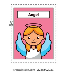 angel icon with frame dotted . christian flashcard . vector illustration