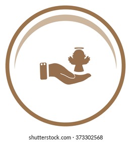 Angel icon with hand, vector illustration