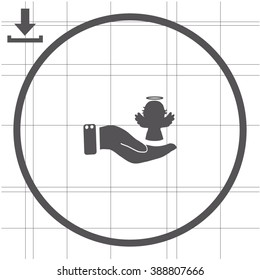 Angel icon with hand, vector illustration