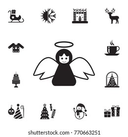 Angel icon with holy. Set of elements Christmas Holiday or New Year icons. Winter time premium quality graphic design collection icons for websites, web design on white background