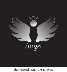 Angel icon illustration isolated on black background. Angel vector logo. Flat design style. Modern vector pictogram  sign  symbol for web graphics - stock vector