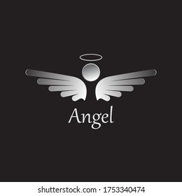 Angel icon illustration isolated on black background. Angel vector logo. Flat design style. Modern vector pictogram  sign  symbol for web graphics - stock vector