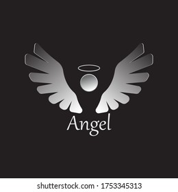 Angel icon illustration isolated on black background. Angel vector logo. Flat design style. Modern vector pictogram  sign  symbol for web graphics - stock vector