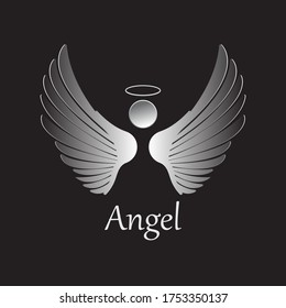 Angel icon illustration isolated on black background. Angel vector logo. Flat design style. Modern vector pictogram  sign  symbol for web graphics - stock vector
