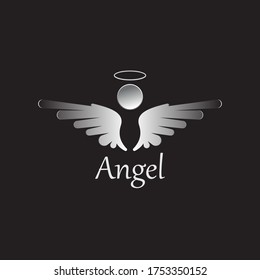 Angel icon illustration isolated on black background. Angel vector logo. Flat design style. Modern vector pictogram  sign  symbol for web graphics - stock vector