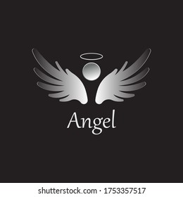 Angel icon illustration isolated on black background. Angel vector logo. Flat design style. Modern vector pictogram  sign  symbol for web graphics - stock vector
