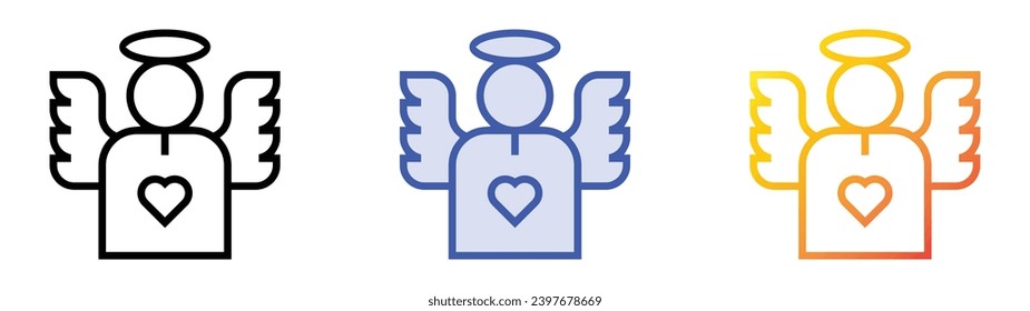 angel icon. Linear, Blue Fill and Gradient Style Design Isolated On White Background