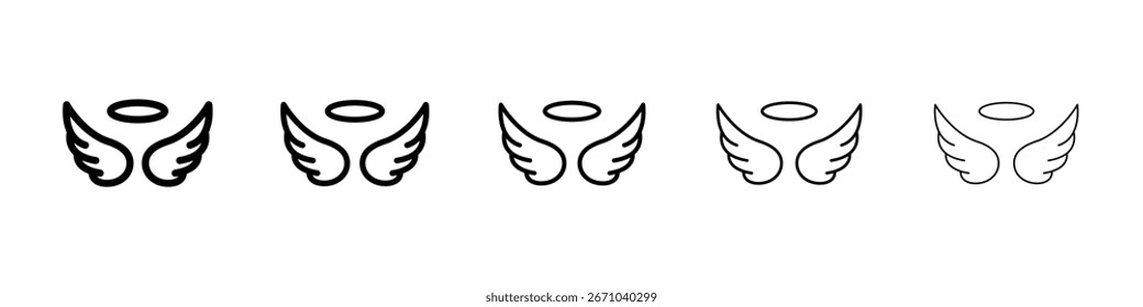 Angel icon logo in stroke lines collection