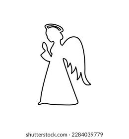 icono de ángel en fondo blanco, ilustración vectorial