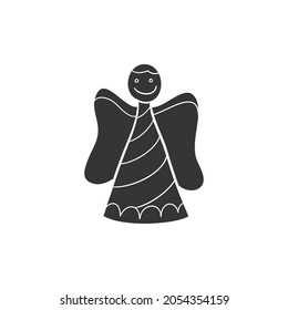 Angel Icon Silhouette Illustration. Holy Figure Vector Graphic Pictogram Symbol Clip Art. Doodle Sketch Black Sign.