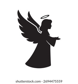 Ícone de anjo silhueta vetor plano ilustração design em fundo branco