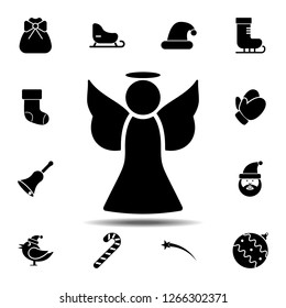 Angel icon. Simple glyph vector element of Christmas, New Year and holidays icons set for UI and UX, website or mobile application
