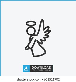 angel icon. simple outline angel vector icon. on white background.