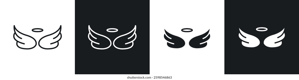 Angel icon symbol collection on white background.