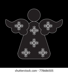 Angel Icon Symbol Design. Vector illustration of Angel  silhouette  isolated on black background. Flat design. Can be use for decoration, gifts, greetings, holidays, etc.