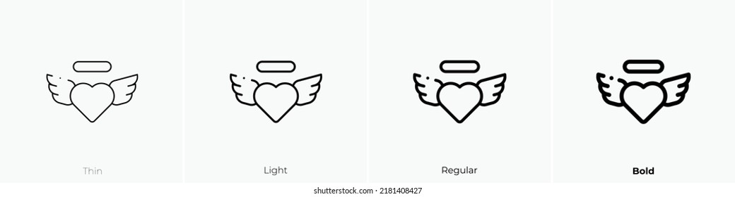 angel icon. Thin, Light Regular And Bold style design isolated on white background